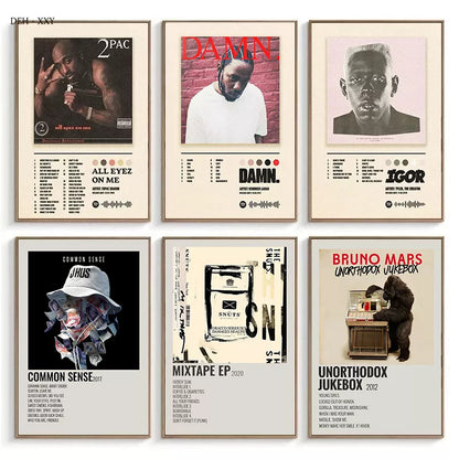 Leinwandbild mit Rapper-Albumcovern – Hip-Hop-Wanddekoration fürs Zimmer