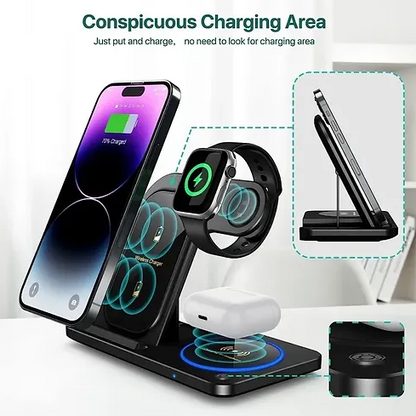 3-in-1 faltbarer kabelloser Ladeständer für iPhone, iWatch und AirPods 15W Dock