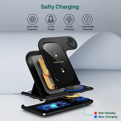 3-in-1 faltbarer kabelloser Ladeständer für iPhone, iWatch und AirPods 15W Dock