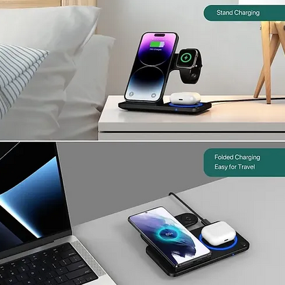 3-in-1 faltbarer kabelloser Ladeständer für iPhone, iWatch und AirPods 15W Dock