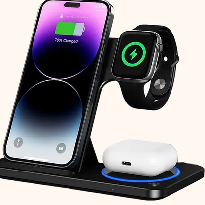 3-in-1 faltbarer kabelloser Ladeständer für iPhone, iWatch und AirPods 15W Dock