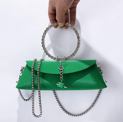 Luxuriöse Designer-Abendtaschen – PU-Ringgriff und Diamant-Imitationskette (2024)