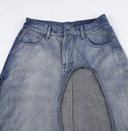 🔥 Streetwear-Maxi-Jeansrock mit hohem Schlitz – mühelos schick und ausgefallen