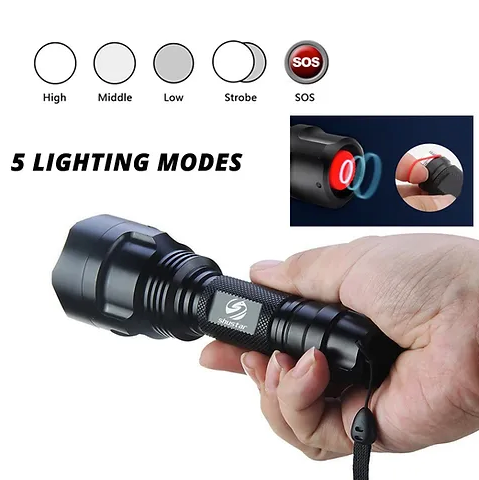 Superhelle LED-Taschenlampe, 5 Beleuchtungsmodi