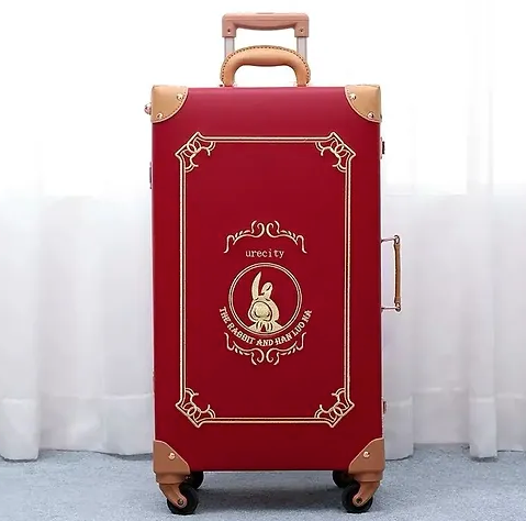 Damen-Gepäckset mit Retro-Stickerei, Trolley und Handtasche