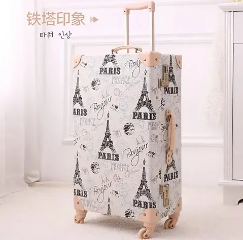 2-teiliges Retro-Gepäckset für Damen – 12''/20''/24''/26'' Trolley und Kosmetikkoffer