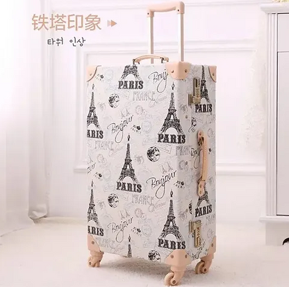2-teiliges Retro-Gepäckset für Damen – 12''/20''/24''/26'' Trolley und Kosmetikkoffer