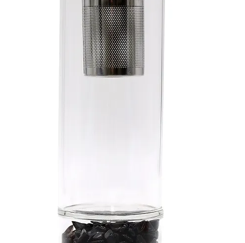 Roségoldene Kristall-Elixier-Wasserflasche mit Tee-Ei, 500 ml