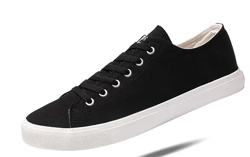 Retro-Sneaker aus schwarzem/weißem Canvas, Unisex-Größe – gepolsterte Innensohle