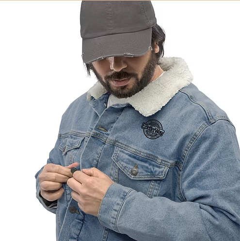 Unisex-Jeansjacke mit Sherpa-Muster