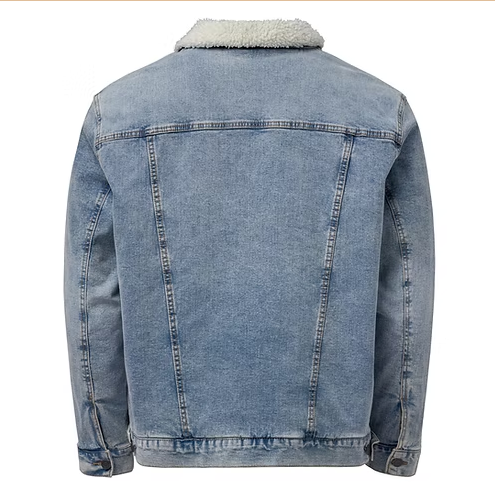 Unisex-Jeansjacke mit Sherpa-Muster
