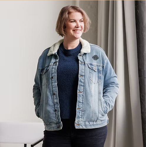 Unisex-Jeansjacke mit Sherpa-Muster