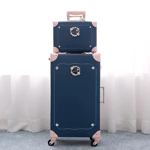 Retro-Kofferset aus PU-Leder – Vintage-Trolley-Gepäck und Reisetasche für Damen