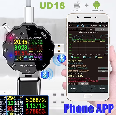 UD18 USB-Tester 3.0 DC Digitales Auto-Voltmeter