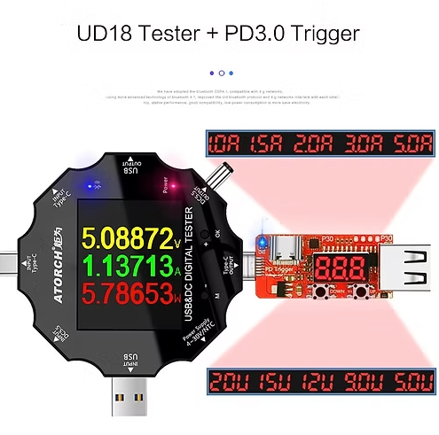 UD18 USB Tester 3.0 DC Digital Car Voltmeter