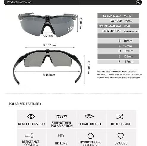 Polarisierte Sport-Sonnenbrille von Tryway – UV400-Schutz für Outdoor-Aktivitäten 🕶️☀️