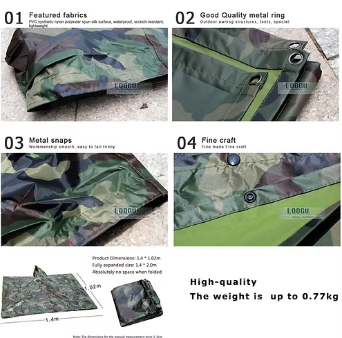 Regenponcho Wasserdicht Camouflage Regenmantel Outdoor