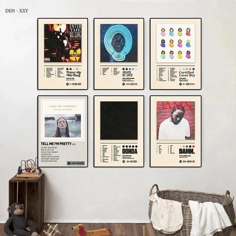 Leinwandbild mit Rapper-Albumcovern – Hip-Hop-Wanddekoration fürs Zimmer