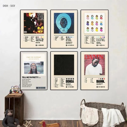 Leinwandbild mit Rapper-Albumcovern – Hip-Hop-Wanddekoration fürs Zimmer